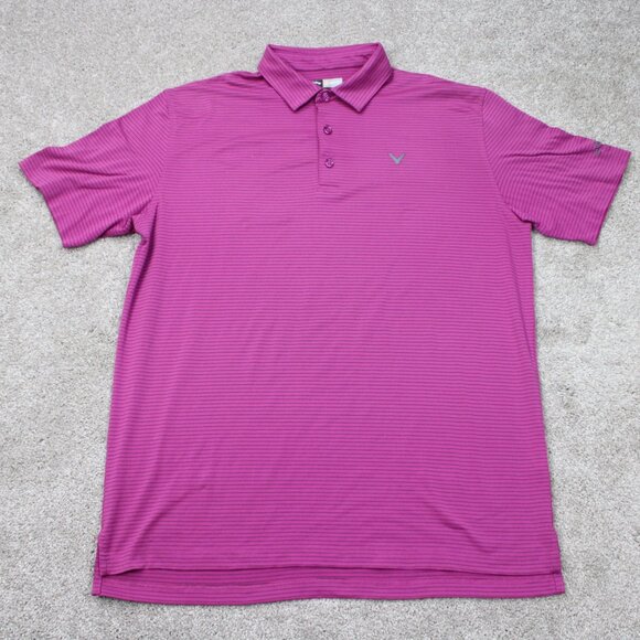 Callaway Opti-Dri Polo Shirt Mens Large Purple Golf Poly Stretch Short Sleeve - Picture 2 of 13